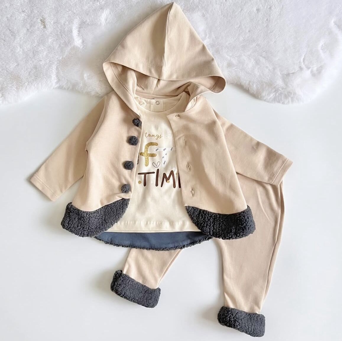 PELUŞ DETAYLI 3'LÜ TAKIM