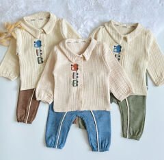 TREN DETAYLI MÜSLİN GÖMLEK TAKIM