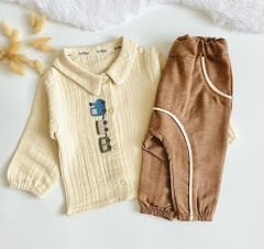 TREN DETAYLI MÜSLİN GÖMLEK TAKIM