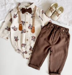 KİRPİ BASKILI PAPYON VE ASKILI 4'LÜ TAKIM