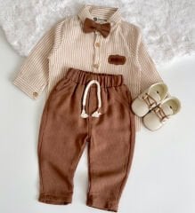 ÇİZGİLİ PAPYON DETAYLI 3'LÜ TAKIM