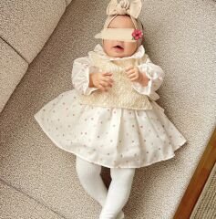 DANTEL YELEK DETAYLI ÇITIR ELBİSE