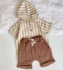 MÜSLİN ŞORTLU KAPİŞONLU TAKIM