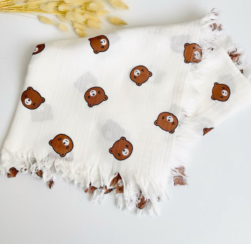 AYICIK BASKILI MÜSLİN ÖRTÜ