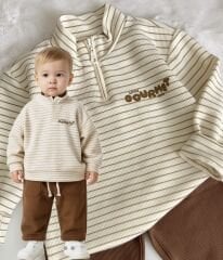 ÇİZGİLİ KADİFE PANTOLONLU 2 Lİ TAKIM