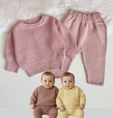 OWERSİZE PEMBE RENK  TRİKO BEBE TAKIM