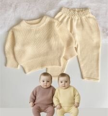 OWERSİZE KREM RENK TRİKO BEBE TAKIM
