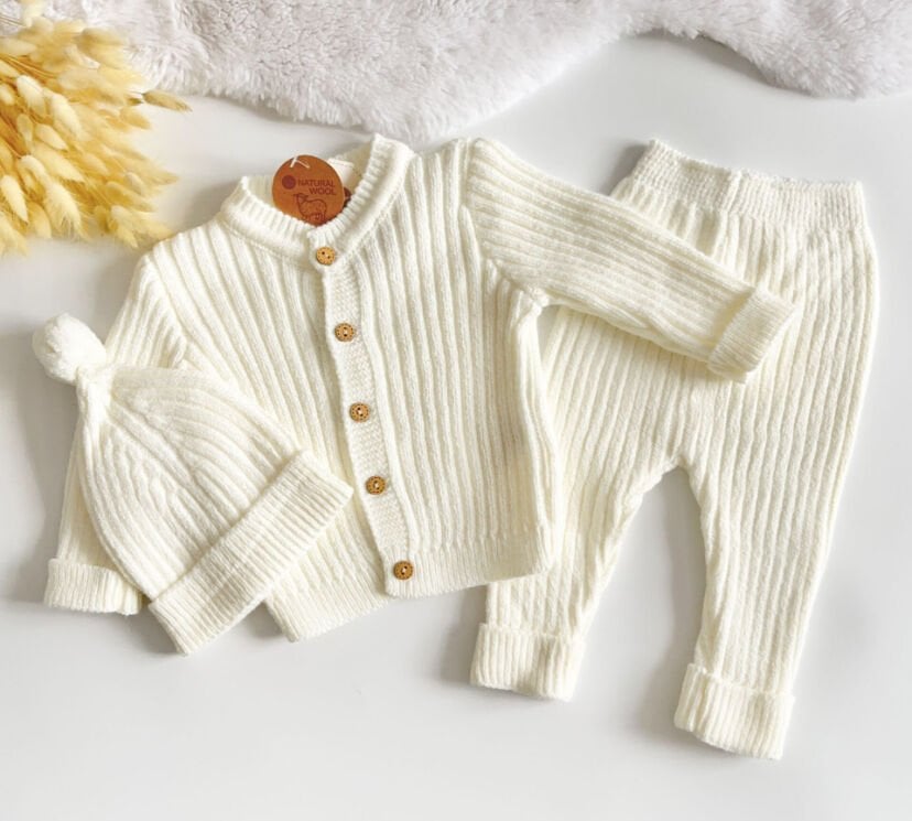 ORGANİK 3 LÜ KIŞLIK ÖRGÜ TAKIM(krem)