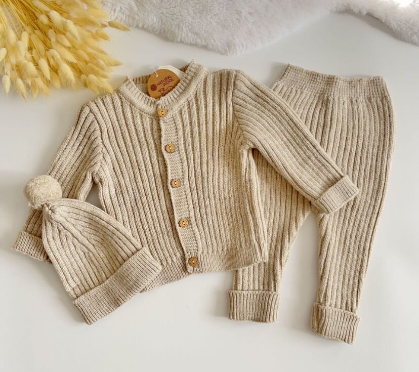 ORGANİK 3 LÜ KIŞLIK ÖRGÜ TAKIM(kahverengi)