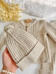 ORGANİK 3 LÜ KIŞLIK ÖRGÜ TAKIM(kahverengi)