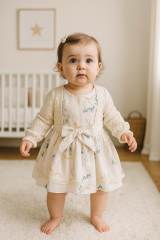 DENTEL DETAYLI FLOWERS ELBİSE