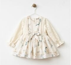 DENTEL DETAYLI FLOWERS ELBİSE