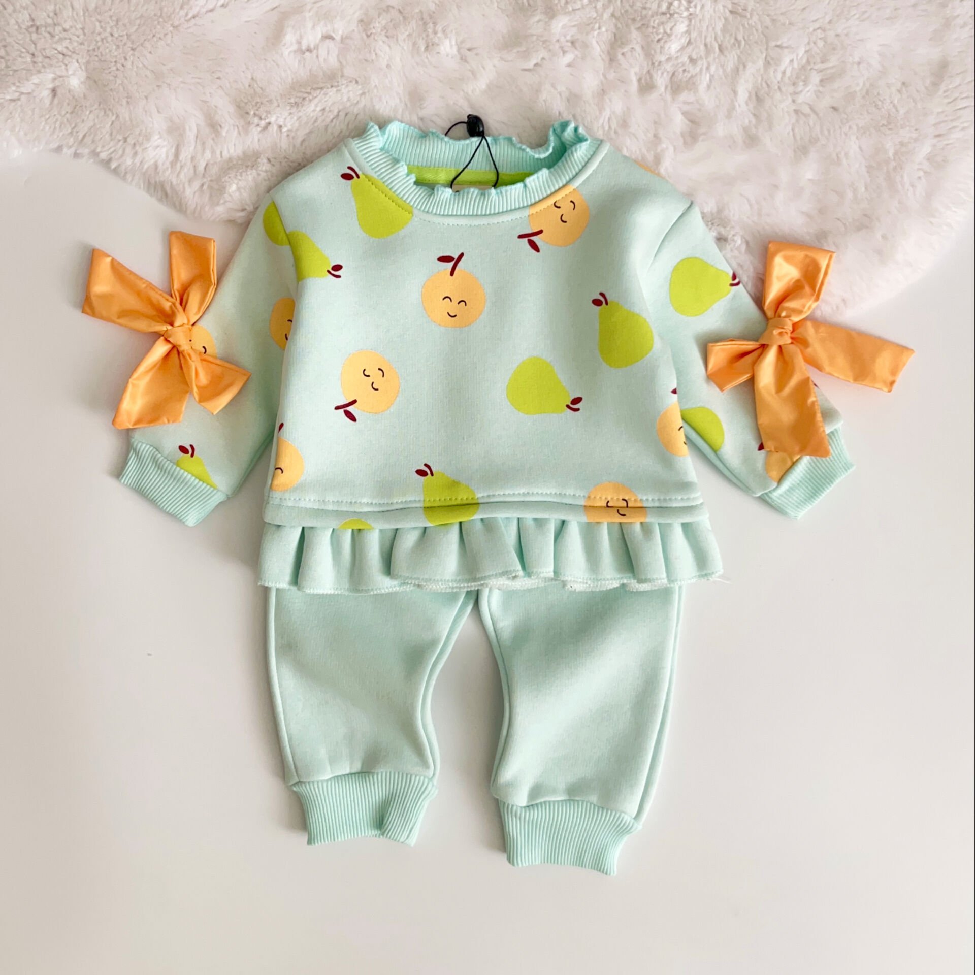 3 İP ŞARDONLU MEYVE BASKILI FİYONKLU TAKIM