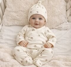 KENDİNDEN ELDİVENLİ PAMUK BASKILI ORGANİK HASTANE ÇIKIŞI