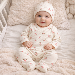 KENDİNDEN ELDİVENLİ ÇİÇEK BASKILI ORGANİK HASTANE ÇIKIŞI